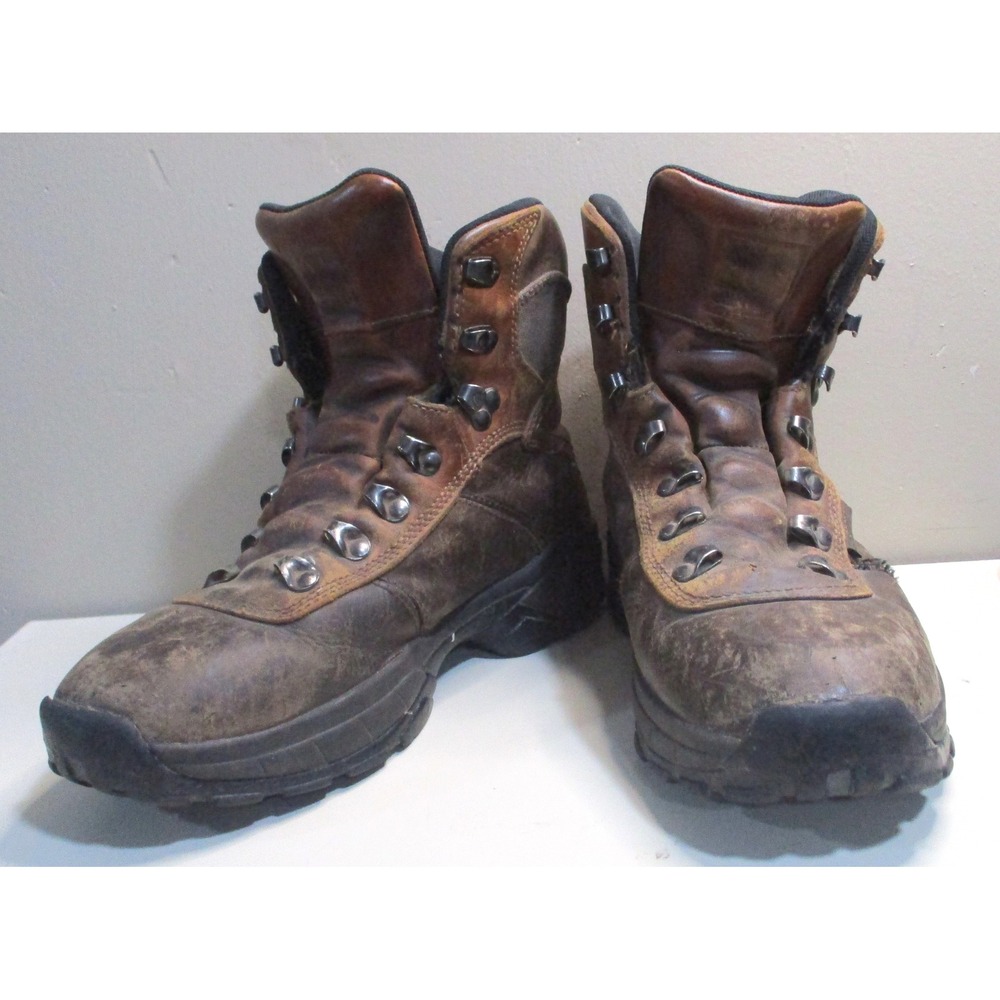 Carhartt 3903 Mens Leather Work Boots Brown Lace Up Mid Calf Size 8D NO Shoelace